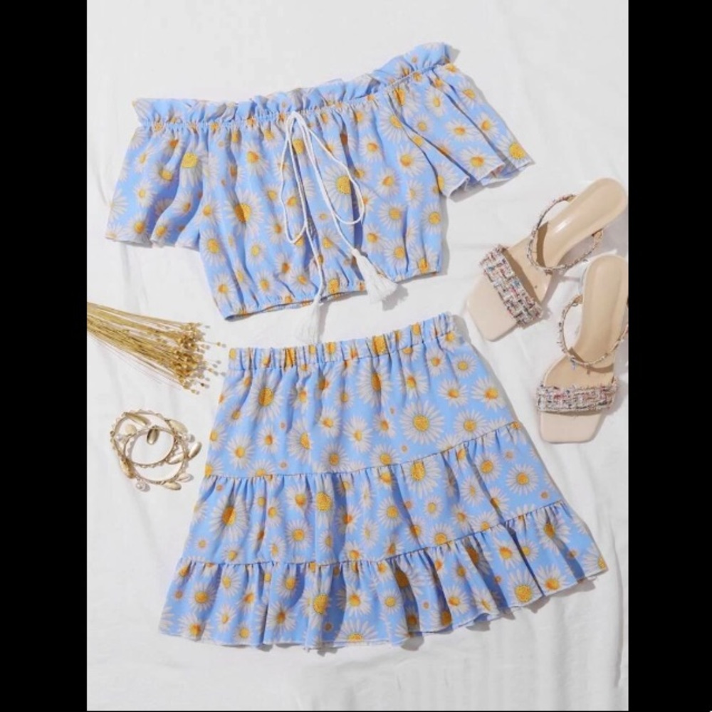 Floral top and skirt set